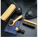 IKI 6 Pcs Horse Hair Shoe Brush Kit for Suede, Leather & Boots Cleaning with Microfiber Cloth & Travel Pouch
