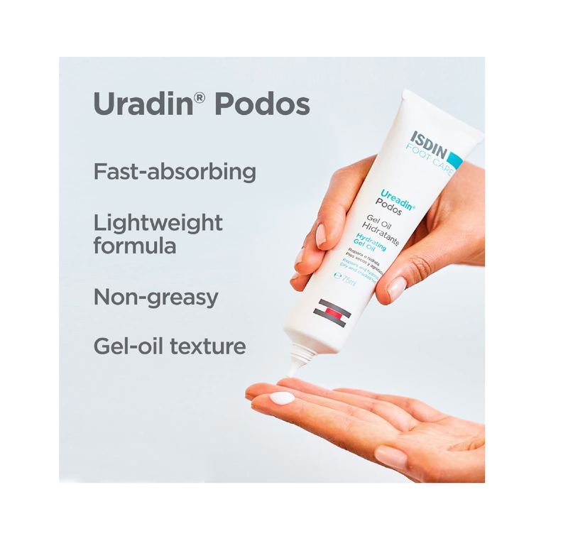 ISDIN Foot Care Cream Uradin Podos Gel Oil Repairs and Hydrates Dry and Cracked Feet 10% Urea Fast Absorbing Dermatologically Tested 2.5 Fl Oz