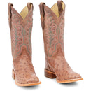 Justin Boots Men's Chisolm 13" Full Quill Ostrich Western Boot - Warm Taupe (JE8172) - Front View