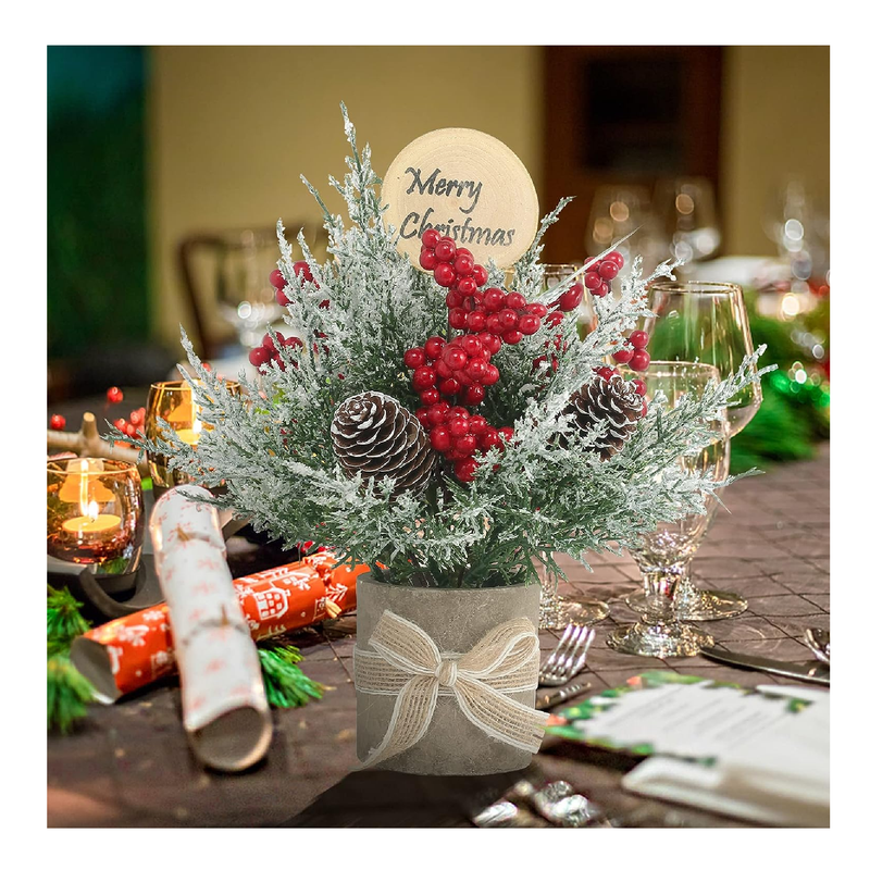 JIALEIXI 2PCS Small Christmas Tree,Tabletop Mini Xmas Tree,9" Artificial Little Potted for Christmas Decor,Suitable for Weddings, Holidays, Christmas and Other Festivals.