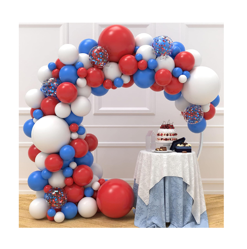 JOYYPOP 129pcs Red White and Blue Balloon Garland Arch Kit Different Sizes 18 12 10 5 Inch Red White and Blue Balloons for 4th of July Independence Day Patriotic Anniversary Decorations
