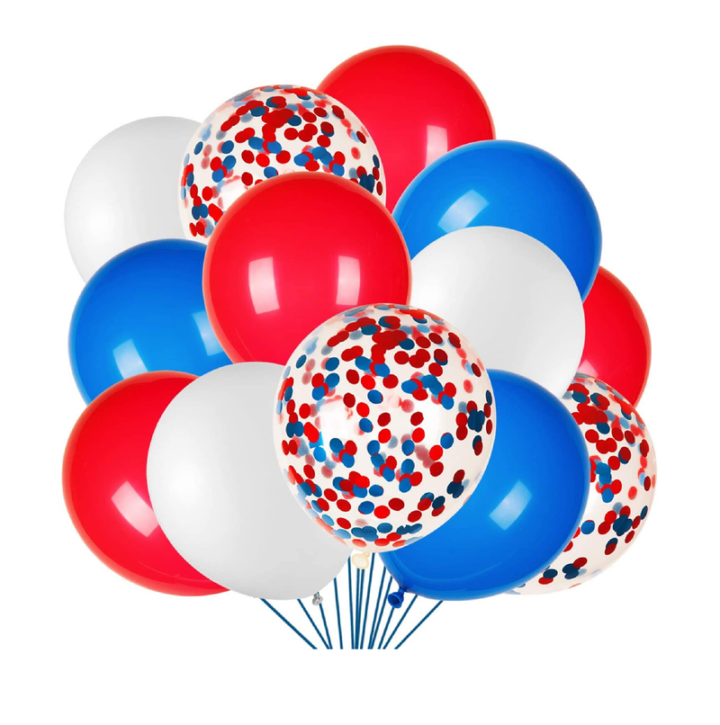 JOYYPOP 80Pcs Red White and Blue Latex Balloons with Confetti Balloons for 4th of July Decorations Independence