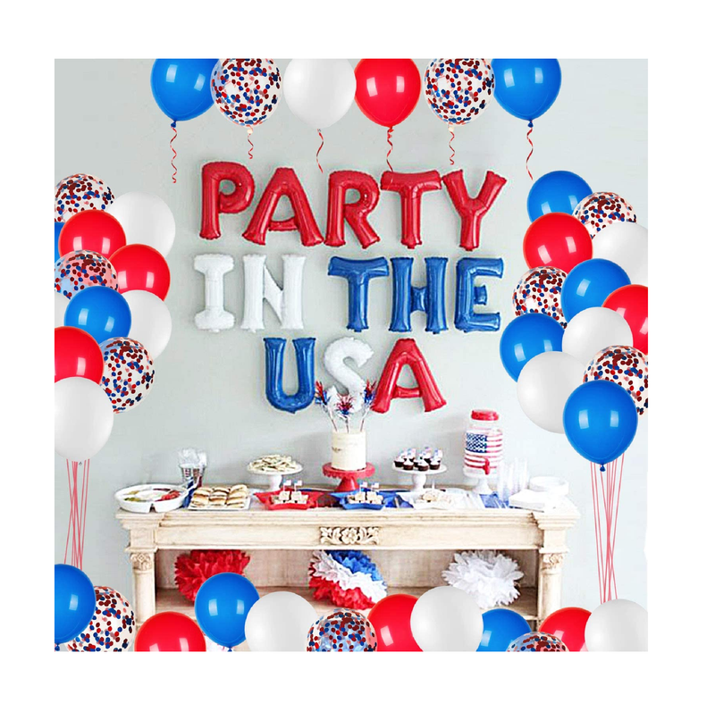 JOYYPOP 80Pcs Red White and Blue Latex Balloons with Confetti Balloons for 4th of July Decorations Independence