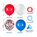 JOYYPOP 80Pcs Red White and Blue Latex Balloons with Confetti Balloons for 4th of July Decorations Independence