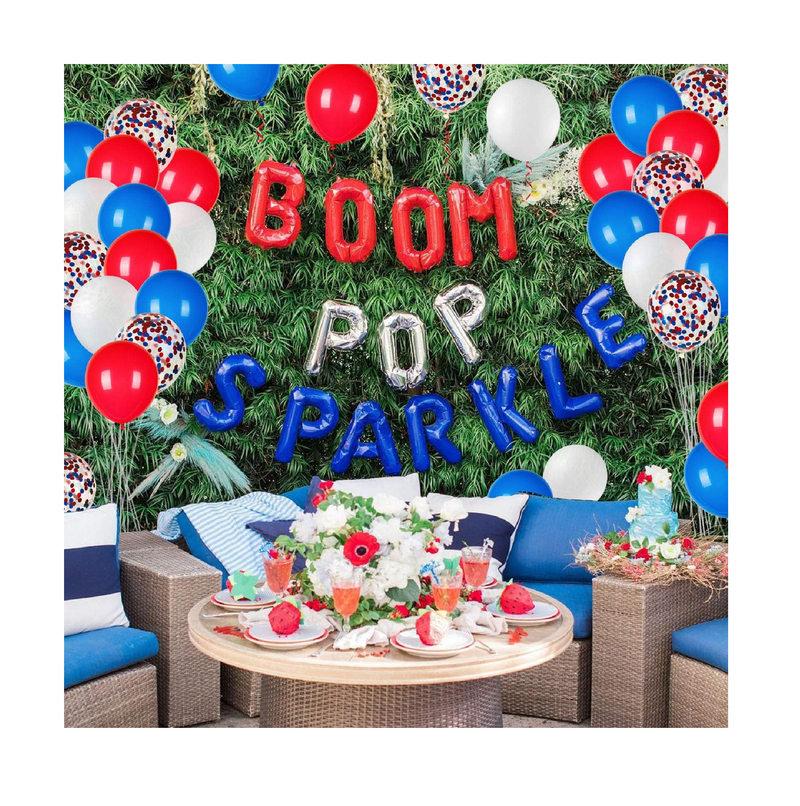 JOYYPOP 80Pcs Red White and Blue Latex Balloons with Confetti Balloons for 4th of July Decorations Independence