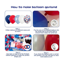 JULLIZ 142Pcs Red White and Blue Balloon Arch Garland Kit Navy Blue for Blue Birthday Baseball Nautical