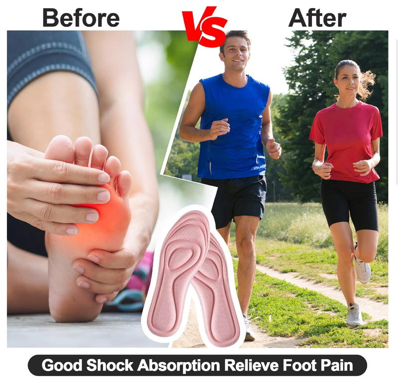 8 Pairs 3D Shoe Insoles Inserts Women Men, Sponge Insoles Replacement Innersoles Cushioning Work Boot Replacement Shoe Inserts(Mixed Colors,