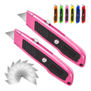 Jetmore | 2-Piece Utility Knife Set With 10 Bonus SK5 Blades And Non-Slip Rubber Handle | Retractable Box Cutter | Portable Razor knife