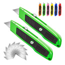 Jetmore | 2-Piece Utility Knife Set With 10 Bonus SK5 Blades And Non-Slip Rubber Handle | Retractable Box Cutter | Portable Razor knife