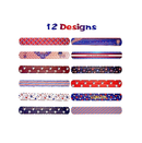 JoFAN 48 PCS 4th of July Slap Bracelets Toys for Kids Boys Girls Fourth of July Decorations Decor Accessories Gifts