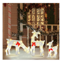 Joliyoou 2D Christmas Yard Decoration, Set of 3 Pre-lit Reindeer with 60 LEDs Warm White Lights for Xmas Front Door Indoor Outdoor Lighted Holiday Displays (Tinsel Look)