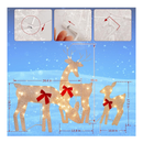 Joliyoou 2D Christmas Yard Decoration, Set of 3 Pre-lit Reindeer with 60 LEDs Warm White Lights for Xmas Front Door Indoor Outdoor Lighted Holiday Displays (Tinsel Look)