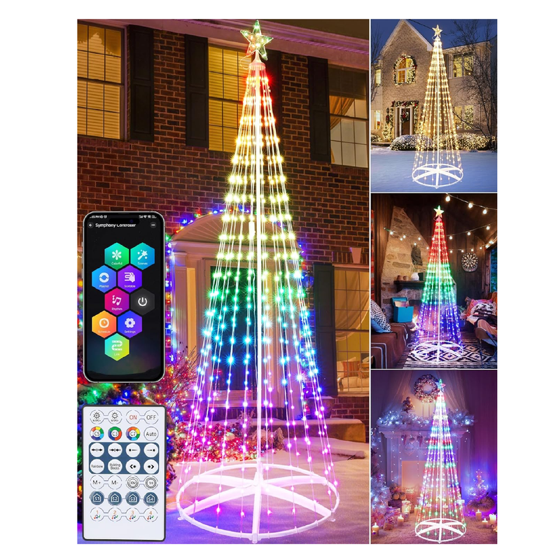 Joomer Christmas Tree Star Lights 8.2FT 406LED Smart Color Change Christmas Lights with Remote Timer Music Sync Bluetooth App Controlled