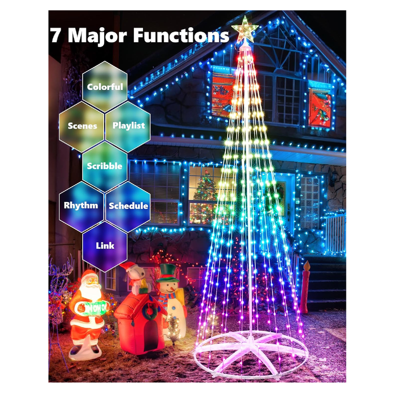 Joomer Christmas Tree Star Lights 8.2FT 406LED Smart Color Change Chri