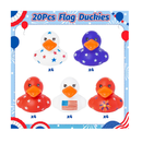 Jouierty 20Pcs Patriotic Rubber Ducks 2 Blue Red White Duckies Bulk for Independence