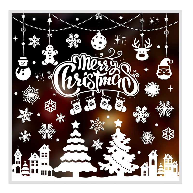 Joy Bang Christmas Window Clings 10 Sheets White Christmas Window Stickers Merry Christmas Window