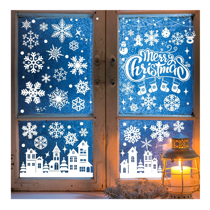 Joy Bang Christmas Window Clings 10 Sheets White Christmas Window Stickers Merry Christmas Window