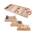 Juegoal 4-in-1 Wooden Fast Sling Puck Set for Kids and Adults Chess Checkers Tic Tac Toe Games Travel Portable Folding Tabletop Chess Board Game Sets Interactive Families Toys