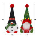 Juegoal 2 Pack Lighted Christmas Gnomes, 13 Inch Handmade Plush Snowman and Elf Gnome, Light Up Scandinavian Swedish Tomte Toy Holiday Present, Battery Operated Xmas Gifts Winter Mantle Tabletop Decor