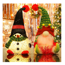 Juegoal 2 Pack Lighted Christmas Gnomes, 13 Inch Handmade Plush Snowman and Elf Gnome, Light Up Scandinavian Swedish Tomte Toy Holiday Present, Battery Operated Xmas Gifts Winter Mantle Tabletop Decor