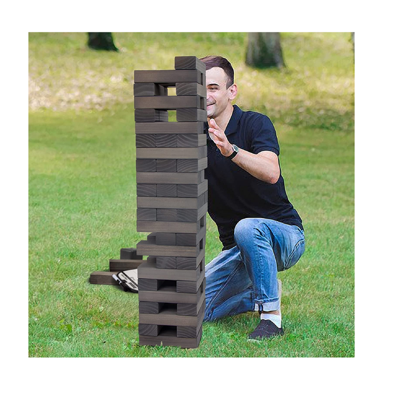 Juegoal 54 Pieces Giant Tumble Tower Blocks Game Giant Wood Stacking Game with 1 Dice Set Gameboard