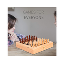 Juegoal 4-in-1 Wooden Fast Sling Puck Set for Kids and Adults Chess Checkers Tic Tac Toe Games Travel Portable Folding Tabletop Chess Board Game Sets Interactive Families Toys