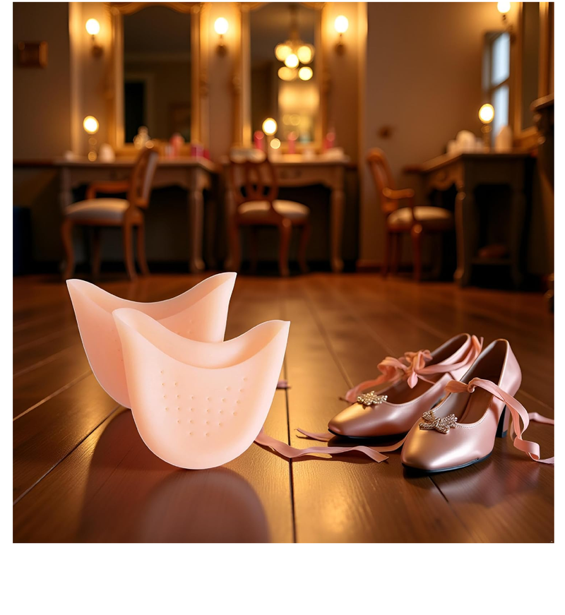 1 Pair Soft Silicone Gel Pointe Ballet Dance Shoe Toe Pads Toe Protector with Breathable Hole One Size Instant