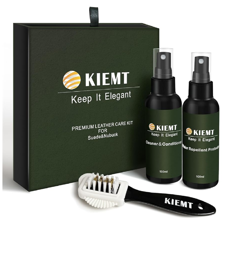 KIEMT Premium Suede and Nubuck Care kit,Leather Cleaner and Conditioner,Water Repellent Protector,
