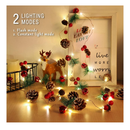 KITCADA Christmas Garland with Lights, Red Berry Pine Cone 10FT 30 LED Garland Lights Battery Operated, led Garland String Lights, Christmas Decorations Indoor for Home Fireplace Mantel Xmas Decor