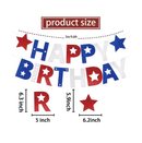 4th of July Happy Birthday Banner Glitter Red White and Blue Happy Birthday Banner Star Banner and Hanging Swirls Patriotic America Fourth of July Independence Day Birthday Party Supplies