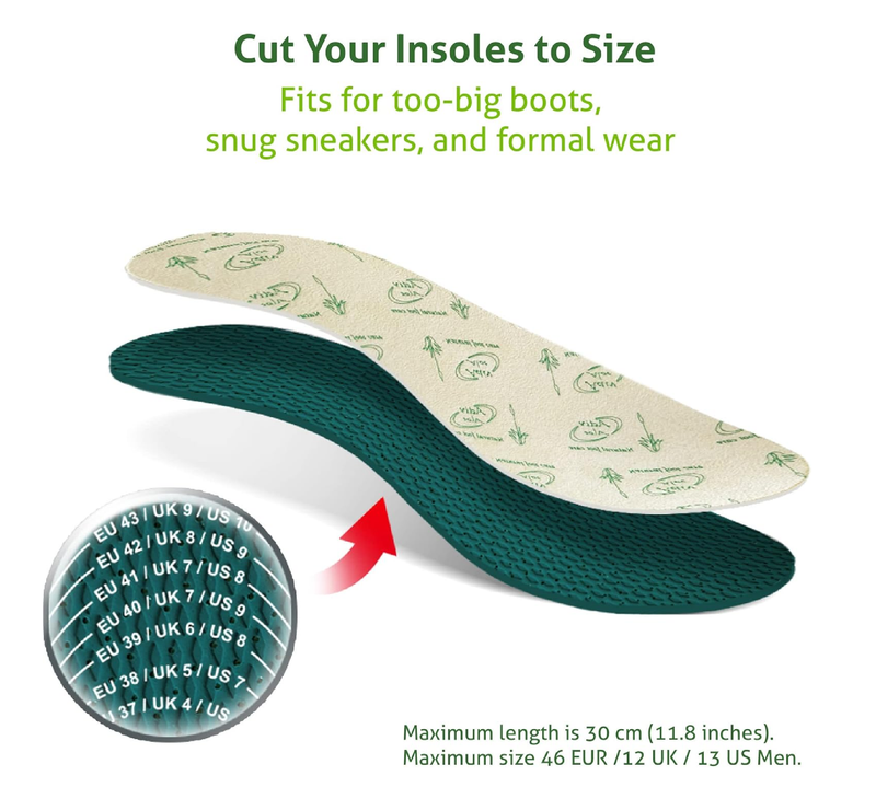 Kaps Adult Insoles with Shoe Odour Eliminator - Ultrafresh for Women & Men - Soothing Aloe-Infused for Boots,
