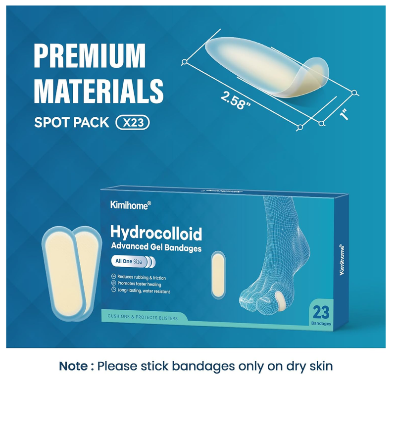 Hydrocolloid Gel Blister Bandages Pads - Kimihome 23ct Water Resistant Blisters Bandages