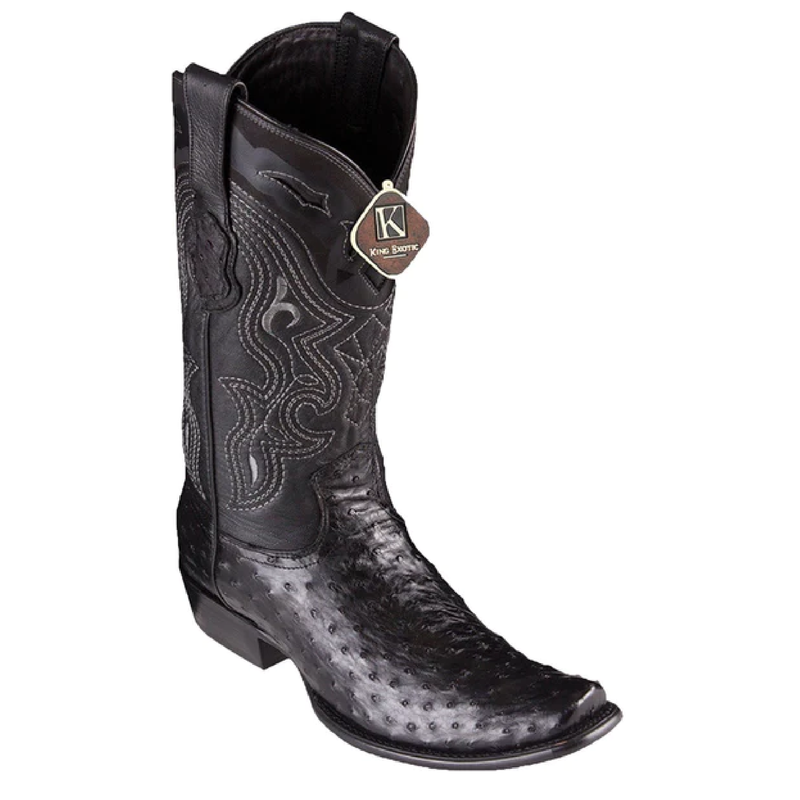 King Exotic Men's 4790305 /Style Dubai Boot/ Ostrich Boots/ Color Black