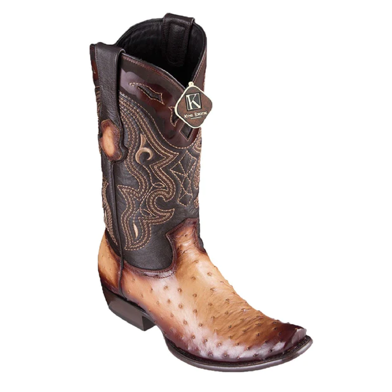 King Exotic Men's 4790315 /Style Dubai Boot/ Ostrich Boots/ Color Faded Oryx