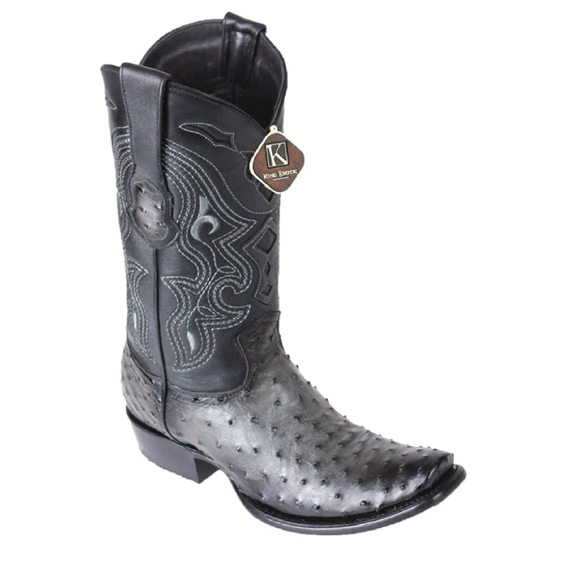 King Exotic Men's 4790338 /Style Dubai Boot/ Ostrich Boots/ Color Faded Gray