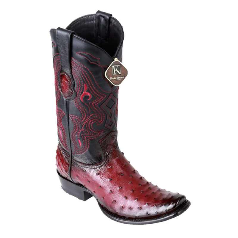 King Exotic Men's 4790343 /Style Dubai Boot/ Ostrich Boots/ Color Faded Burgundy