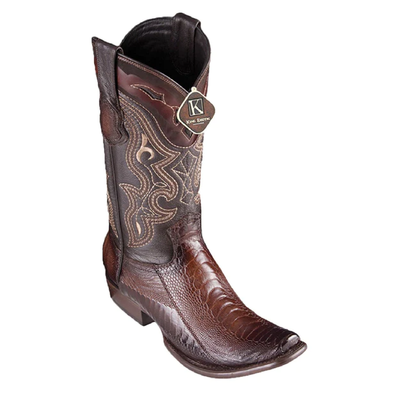 King Exotic Men's 4790516 /Style Dubai Boot/ Ostrich Leg Boots/ Color Faded Brown