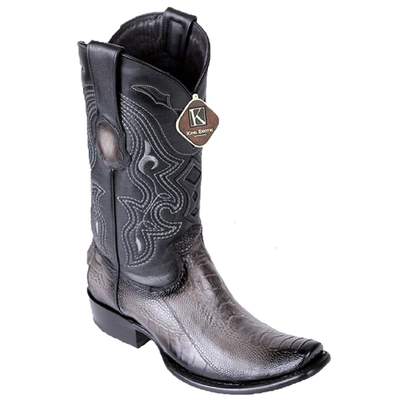 King Exotic Men's 4790538 /Style Dubai Boot/ Ostrich Leg Boots/ Color Faded Gray