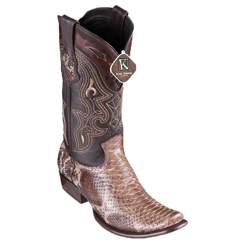 King Exotic Men's 4795785 /Style Dubai Boot/ Python Boots/ Color Bustic Brown