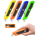 Box Cutter Retractable Utility Knife 4-Pack Heavy Duty Utility Knives With 10 SK5 Steel Blades Aluminum Casing Box Cutters