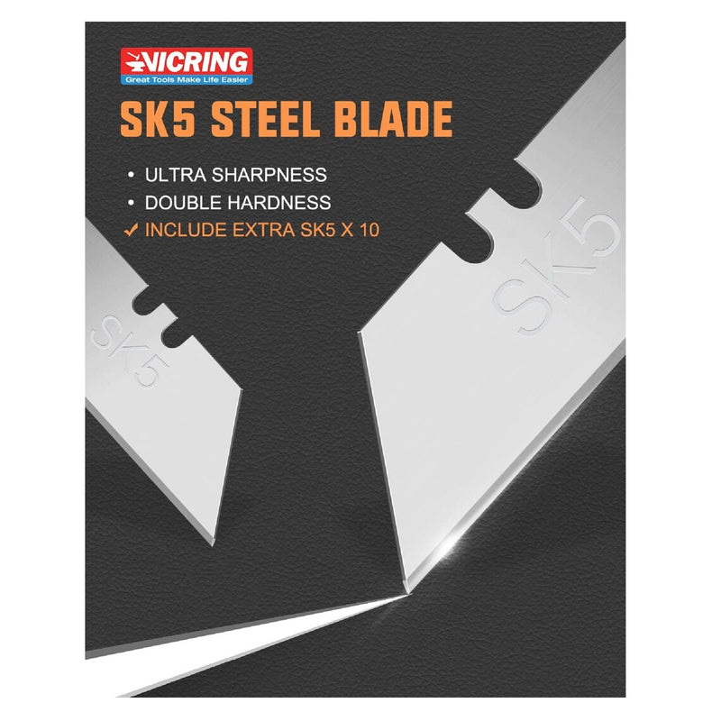 Box Cutter Retractable Utility Knife 4-Pack Heavy Duty Utility Knives With 10 SK5 Steel Blades Aluminum Casing Box Cutters