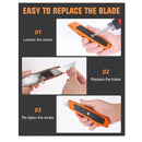 Box Cutter Retractable Utility Knife 4-Pack Heavy Duty Utility Knives With 10 SK5 Steel Blades Aluminum Casing Box Cutters