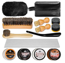 Leather Shoe Shine Kit for men-16 PCS Shoe Polish Kit Black Brown Neutral Shoe Wax,Mink Oil and Buffing Cloth for Boots Care