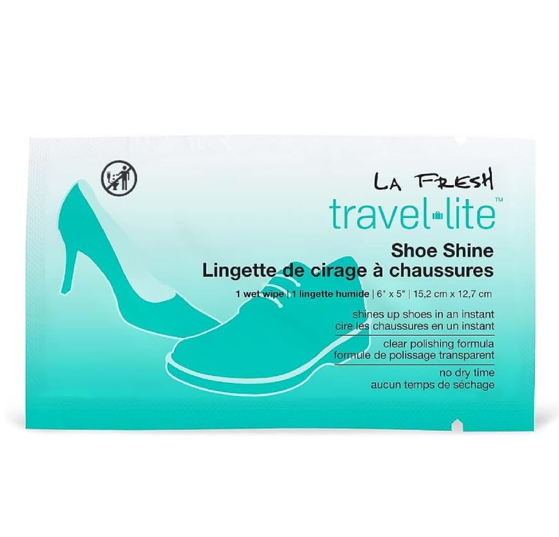LA Fresh Travel Lite Pre-Moistened Shoe Shine Wipes Pack of 50 Individually Wrapped Streak-Free