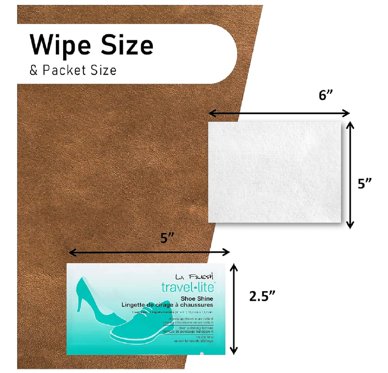 LA Fresh Travel Lite Pre-Moistened Shoe Shine Wipes Pack of 50 Individually Wrapped Streak-Free