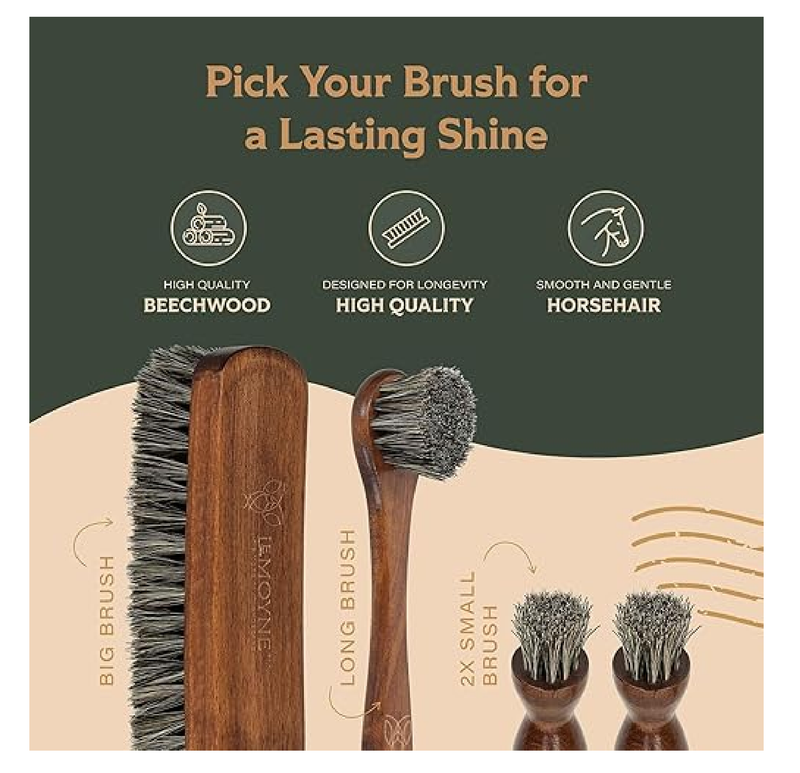 LEMOYNE Leather Shoe Polish Kit – Complete Boot & Shoe Shine Kit for Men