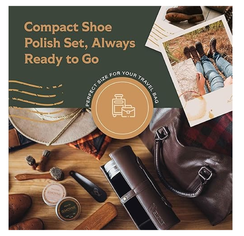 LEMOYNE Leather Shoe Polish Kit – Complete Boot & Shoe Shine Kit for Men