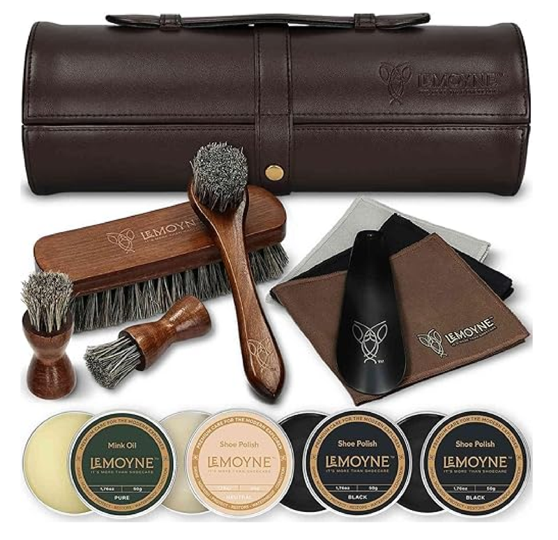 LEMOYNE Leather Shoe Polish Kit – Complete Boot & Shoe Shine Kit for Men