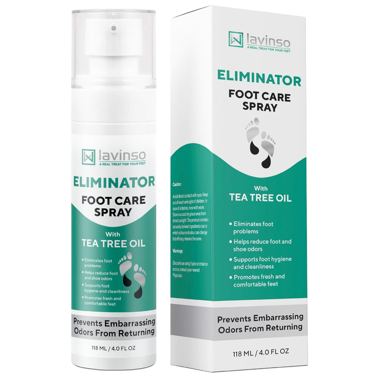 Lavinso Athlete’s Foot Care Spray with Tea Tree Oil – Shoe Deodorizer & Foot Odor Eliminator for Smelly Feet – Deodorant with Natural Ingredients