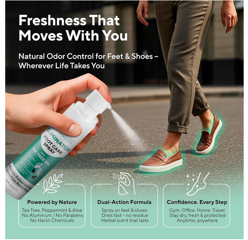 Lavinso Athlete’s Foot Care Spray with Tea Tree Oil – Shoe Deodorizer & Foot Odor Eliminator for Smelly Feet – Deodorant with Natural Ingredients